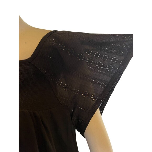 Lane Bryant 22 24 Blouse Top Black Lace Romantic Plus 3X Ruffle Eyelet - Picture 2 of 7